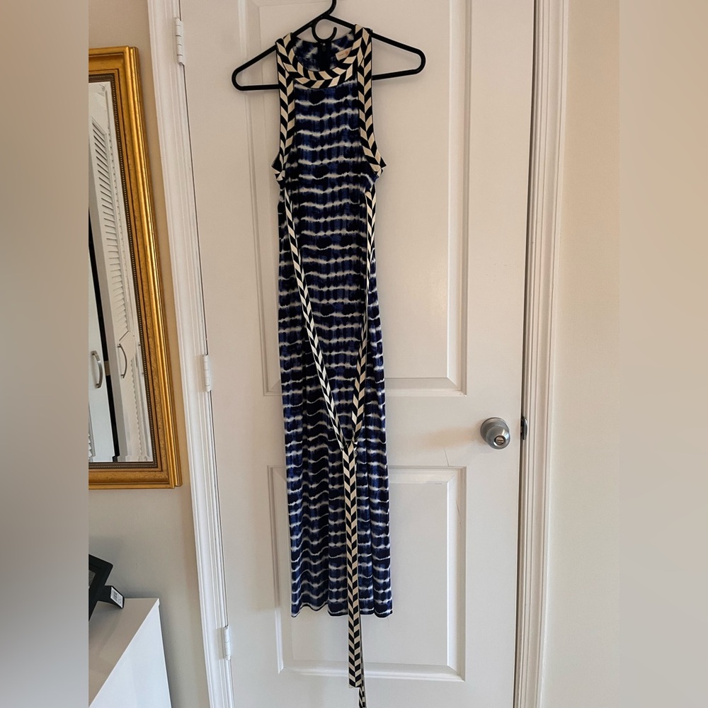 Tory Burch Navy and White Tie-Dye Racerback Maxi Dress - Picture 10 of 10
